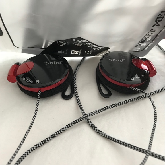 Shini Music Earphones Red Black Audio Jack - Picture 2 of 5